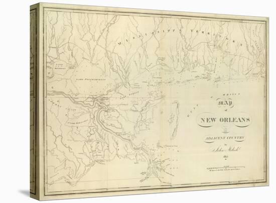 Map of New Orleans and Adjacent Country, c.1824-John Melish-Stretched Canvas