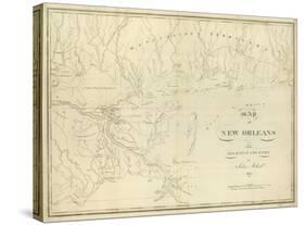 Map of New Orleans and Adjacent Country, c.1824-John Melish-Stretched Canvas