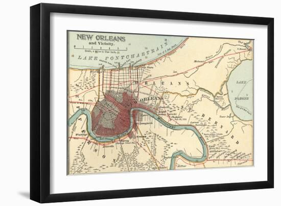 Map of New Orleans (C. 1900), Maps-Encyclopaedia Britannica-Framed Art Print