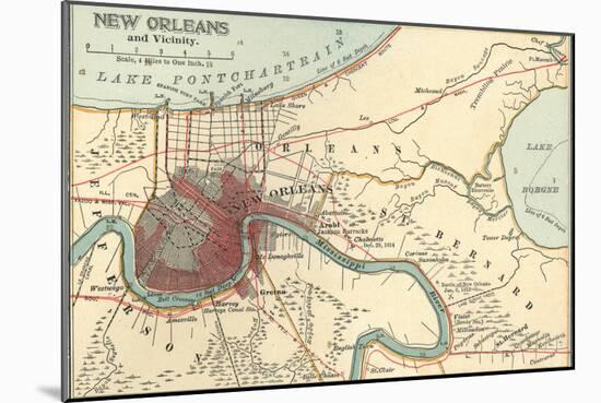 Map of New Orleans (C. 1900), Maps-Encyclopaedia Britannica-Mounted Art Print
