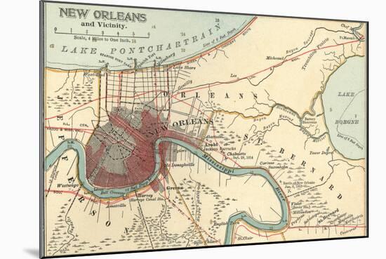 Map of New Orleans (C. 1900), Maps-Encyclopaedia Britannica-Mounted Art Print