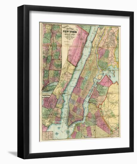 Map of New York and Adjacent Cities, c.1874-Gaylord Watson-Framed Art Print