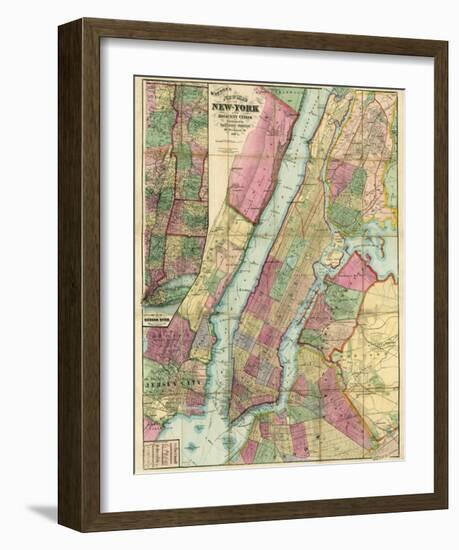 Map of New York and Adjacent Cities, c.1874-Gaylord Watson-Framed Art Print