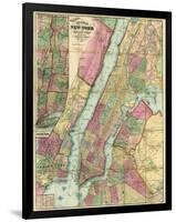 Map of New York and Adjacent Cities, c.1874-Gaylord Watson-Framed Art Print
