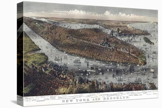 Map Of New York And Brooklyn 1875-Vintage Lavoie-Stretched Canvas