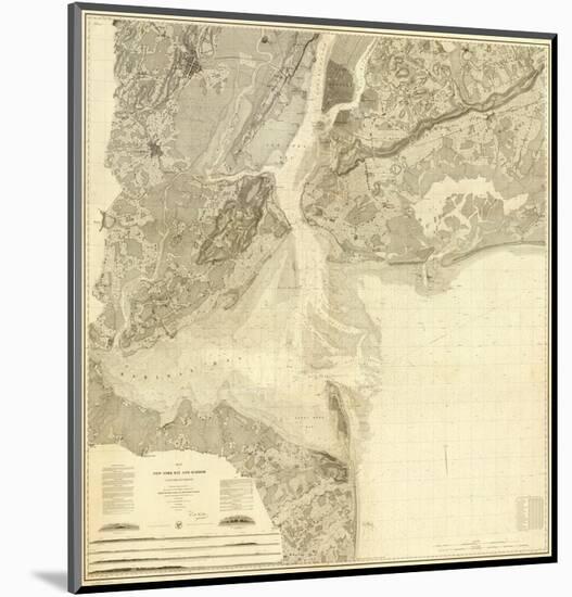 Map of New York Bay and Harbor and The Environs, c.1844-null-Mounted Art Print