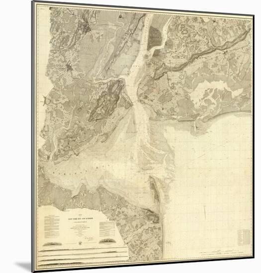 Map of New York Bay and Harbor and The Environs, c.1844-null-Mounted Art Print