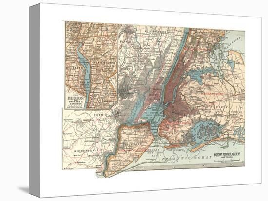 Map of New York City (C. 1900), Maps-Encyclopaedia Britannica-Stretched Canvas