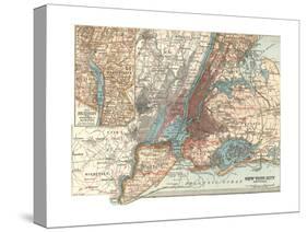 Map of New York City (C. 1900), Maps-Encyclopaedia Britannica-Stretched Canvas