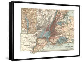 Map of New York City (C. 1900), Maps-Encyclopaedia Britannica-Framed Stretched Canvas