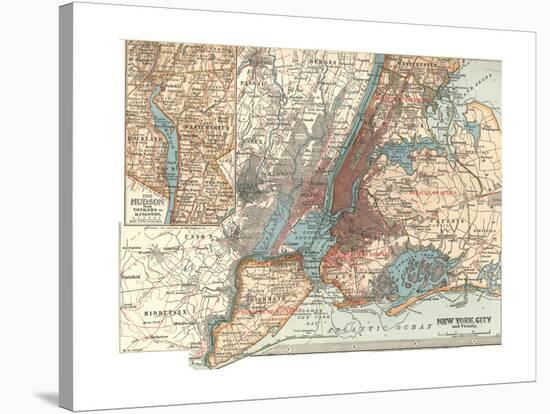 Map of New York City (C. 1900), Maps-Encyclopaedia Britannica-Stretched Canvas
