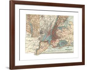 Map of New York City (C. 1900), Maps-Encyclopaedia Britannica-Framed Giclee Print