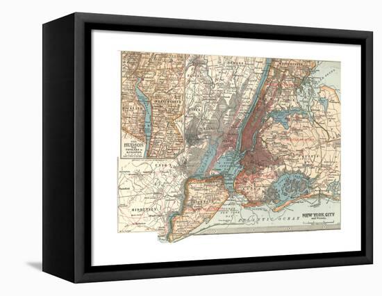 Map of New York City (C. 1900), Maps-Encyclopaedia Britannica-Framed Stretched Canvas