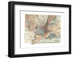 Map of New York City (C. 1900), Maps-Encyclopaedia Britannica-Framed Giclee Print