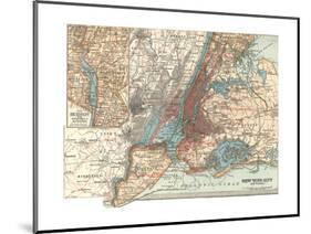 Map of New York City (C. 1900), Maps-Encyclopaedia Britannica-Mounted Giclee Print
