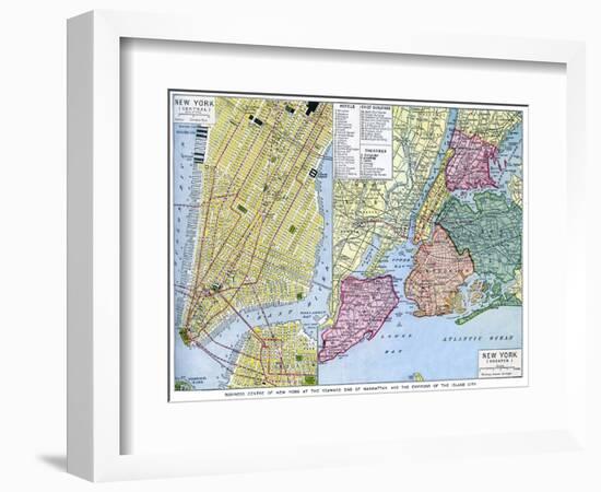 Map of New York City, USA, C1930S-null-Framed Giclee Print