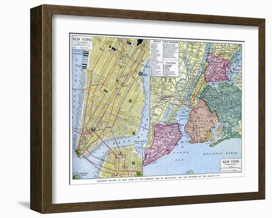 Map of New York City, USA, C1930S-null-Framed Giclee Print