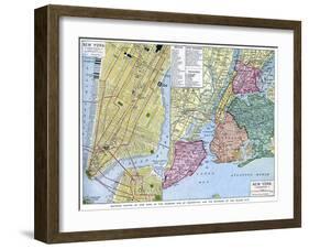 Map of New York City, USA, C1930S-null-Framed Giclee Print