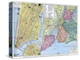 Map of New York City, USA, C1930S-null-Stretched Canvas