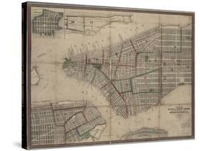 Map of New York City with the adjacent cities of Brooklyn, Jersey City and Williamsburg, 1852-null-Stretched Canvas