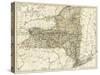 Map of New York State, 1870s-null-Stretched Canvas