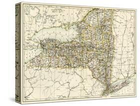 Map of New York State, 1870s-null-Stretched Canvas