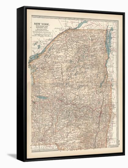 Map of New York State, Northern and Eastern Parts. United States-Encyclopaedia Britannica-Framed Stretched Canvas