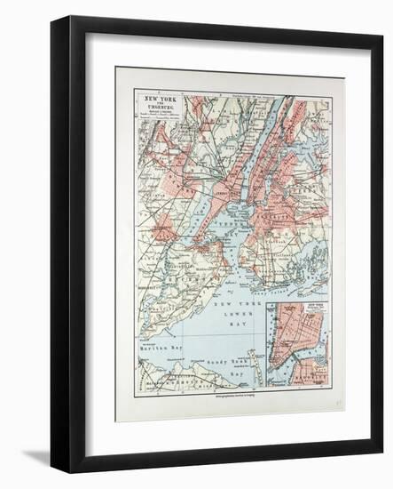 Map of New York United States of America 1899-null-Framed Giclee Print