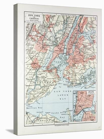 Map of New York United States of America 1899-null-Stretched Canvas