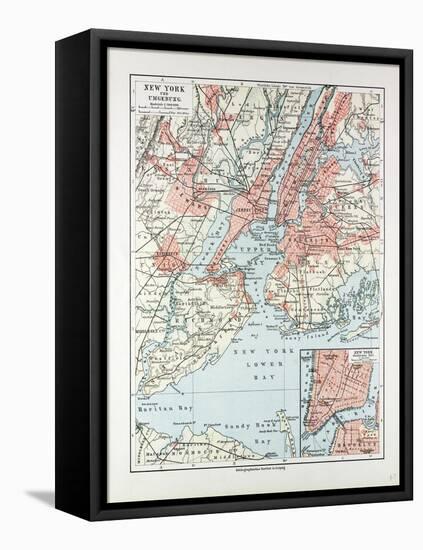 Map of New York United States of America 1899-null-Framed Stretched Canvas
