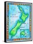 Map of New Zealand-Jennifer Thermes-Framed Stretched Canvas