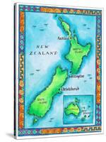 Map of New Zealand-Jennifer Thermes-Stretched Canvas