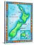 Map of New Zealand-Jennifer Thermes-Stretched Canvas