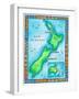 Map of New Zealand-Jennifer Thermes-Framed Photographic Print