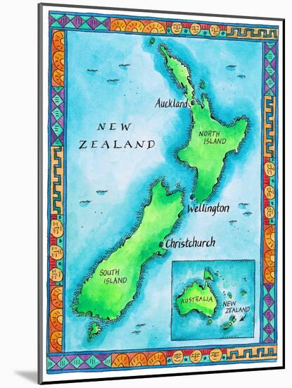 Map of New Zealand-Jennifer Thermes-Mounted Photographic Print