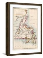 Map of Newfoundland, Canada, 1870s-null-Framed Giclee Print