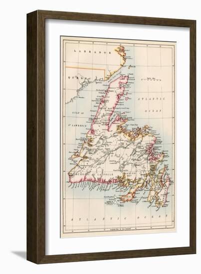 Map of Newfoundland, Canada, 1870s-null-Framed Giclee Print