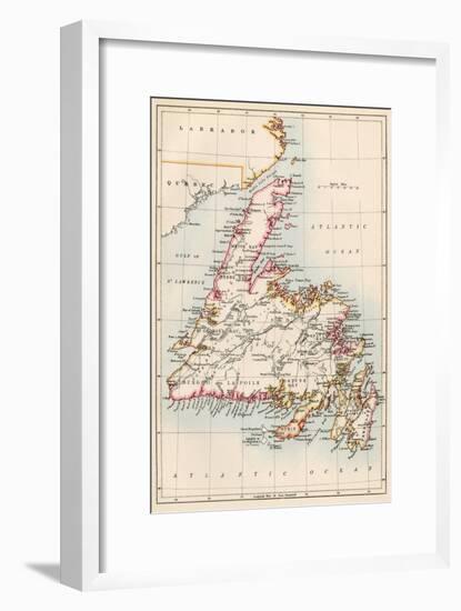 Map of Newfoundland, Canada, 1870s-null-Framed Giclee Print