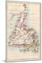Map of Newfoundland, Canada, 1870s-null-Mounted Giclee Print