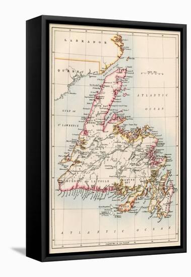 Map of Newfoundland, Canada, 1870s-null-Framed Stretched Canvas