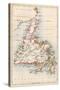 Map of Newfoundland, Canada, 1870s-null-Stretched Canvas