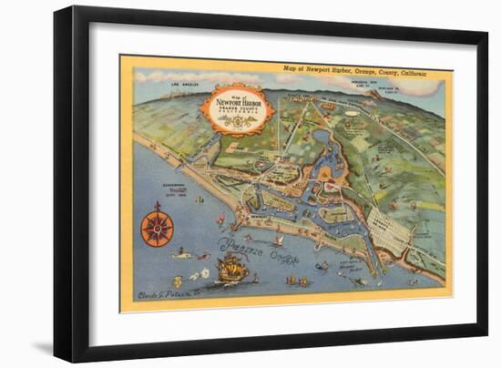 Map of Newport Harbor-null-Framed Art Print