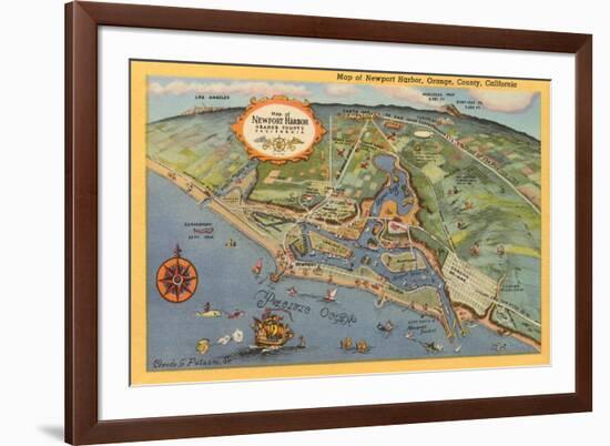 Map of Newport Harbor-null-Framed Premium Giclee Print