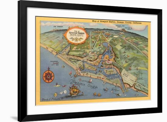 Map of Newport Harbor-null-Framed Premium Giclee Print