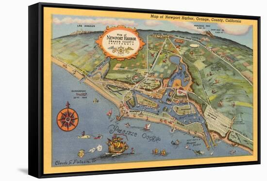 Map of Newport Harbor-null-Framed Stretched Canvas