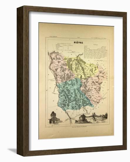 Map of Nièvre France-null-Framed Giclee Print