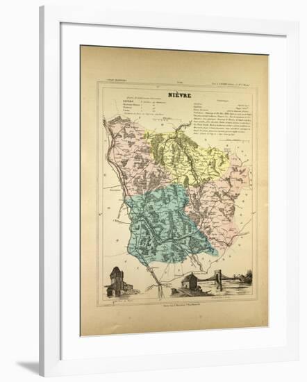 Map of Nièvre France-null-Framed Giclee Print