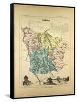 Map of Nièvre France-null-Framed Stretched Canvas