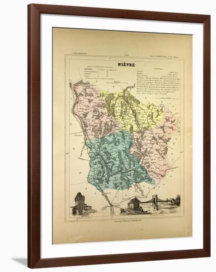 Map of Nièvre France-null-Framed Giclee Print