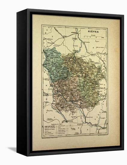 Map of Nièvre France-null-Framed Stretched Canvas